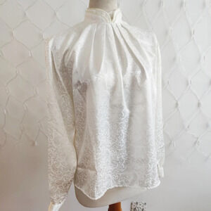 Vintage Blouse / Faux Pearls / Size Large (12)